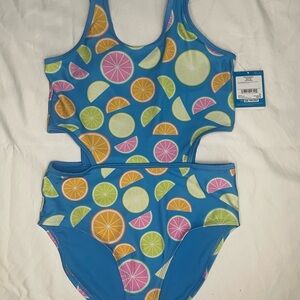 DSG Blue Kids Swim One Piece with Citrus Print